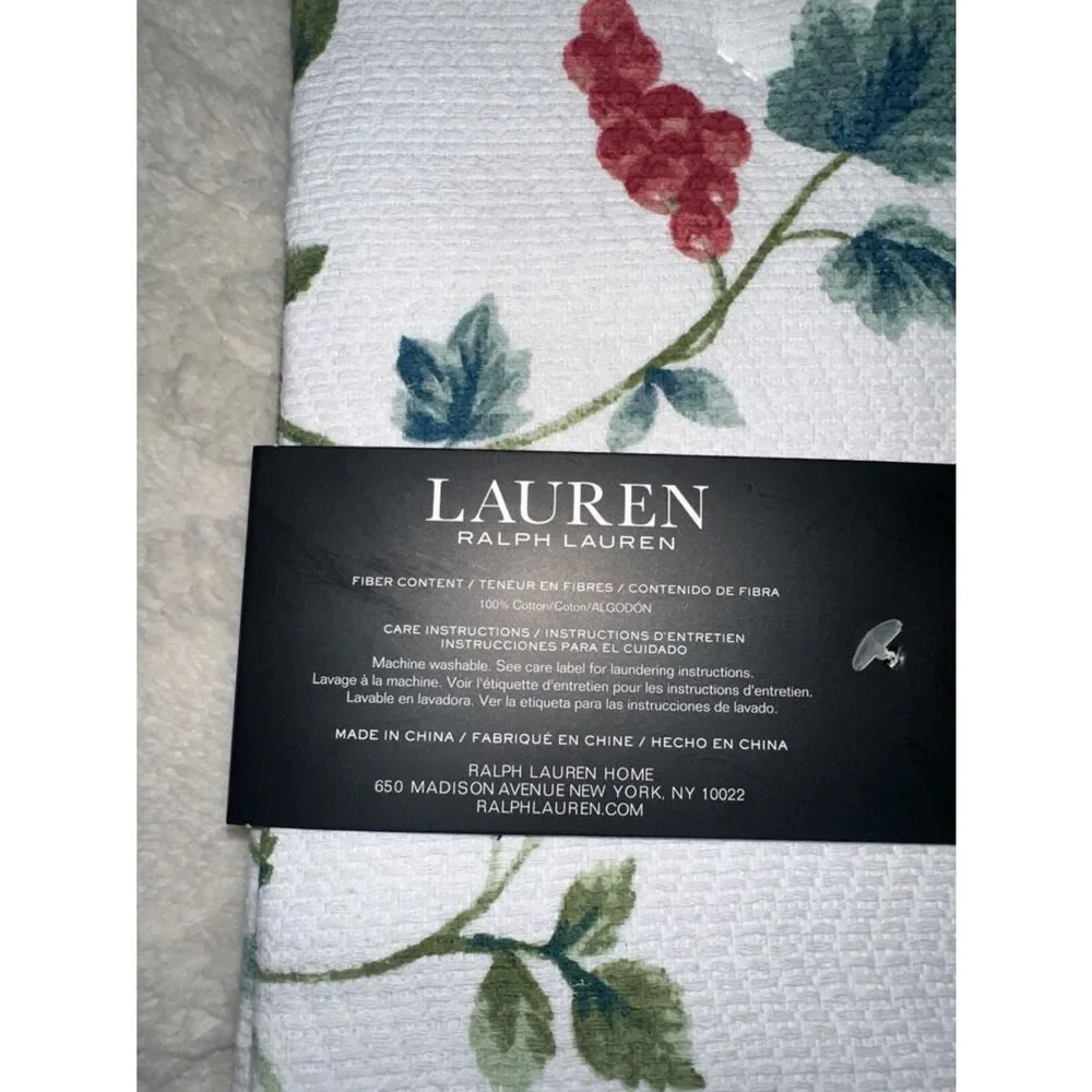 LRL White Red Blue Green Berry Print Terrycloth Cotton Dish Tea Kitchen Towels